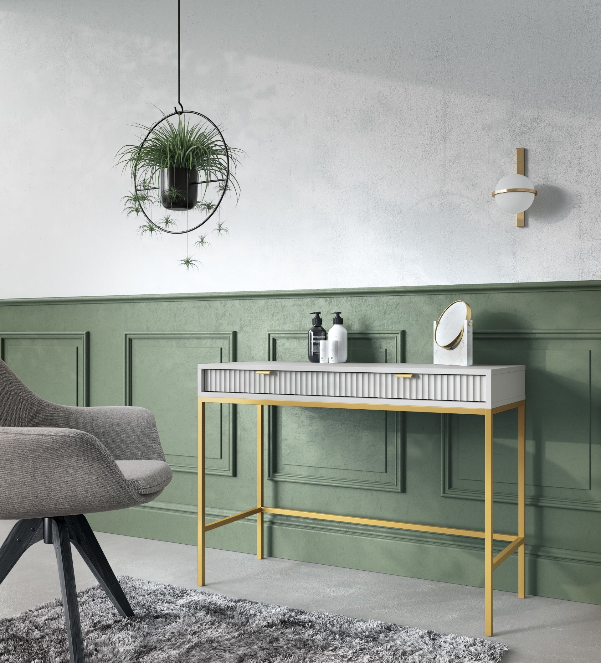 Konsole NV 104/78/50 cm pelēks/zelts - N1 Home