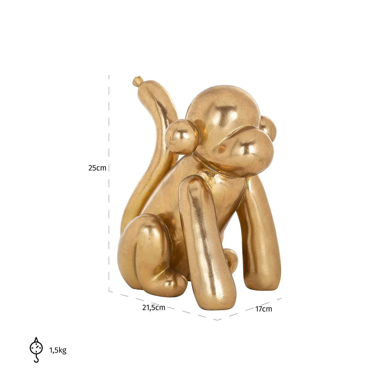 Dekoratīvs priekšmets Richmond Interiors Monkey 25/21/17 cm zelts - N1 Home