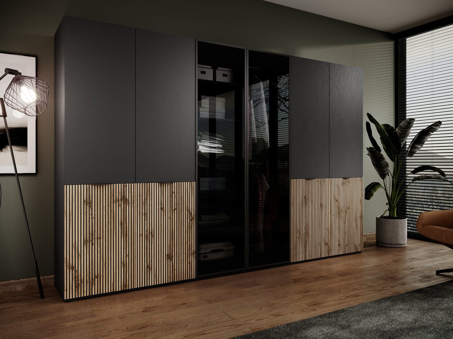Vitrīnas skapis ENZO  101/200/51 cm melns - N1 Home