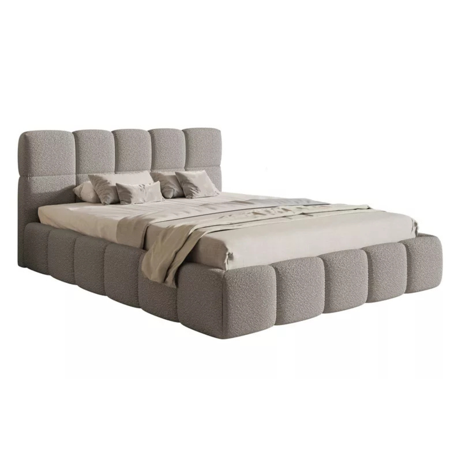 CLOD Mīkstā gulta  140/160/180/200 x 200 cm ar glabātuvi, pelēka bukle - N1 Home