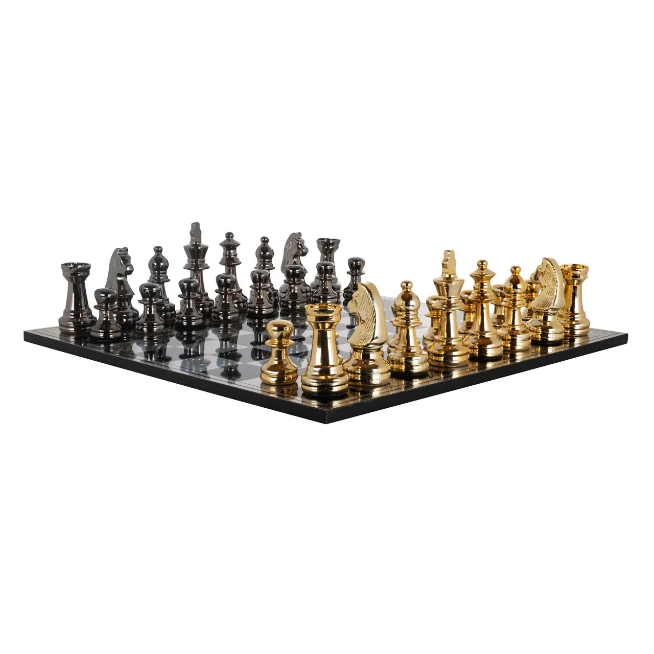 Dekoratīvs priekšmets Richmond Interiors Šaha galdiņš Saray 16/60/60 cm melns/zelts - N1 Home