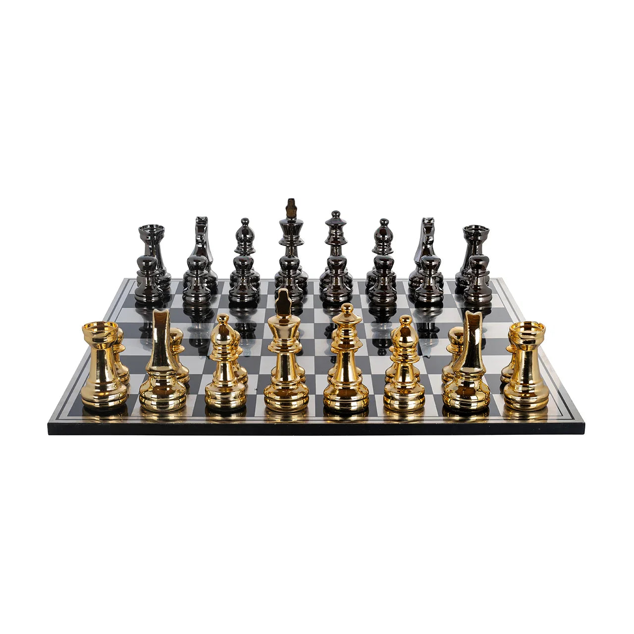 Dekoratīvs priekšmets Richmond Interiors Šaha galdiņš Saray 16/60/60 cm melns/zelts - N1 Home