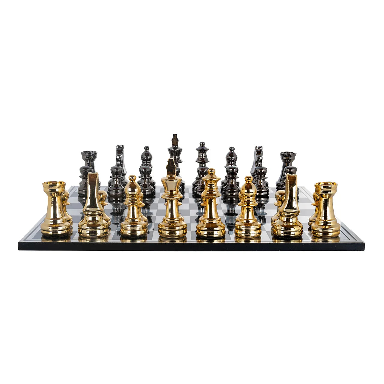Dekoratīvs priekšmets Richmond Interiors Šaha galdiņš Saray 16/60/60 cm melns/zelts - N1 Home