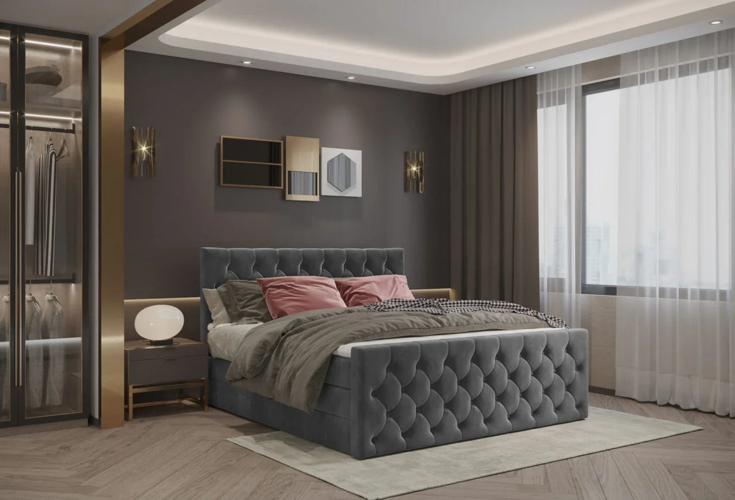 Gulta Charl 140/160/180 cm tumši pelēks - N1 Home