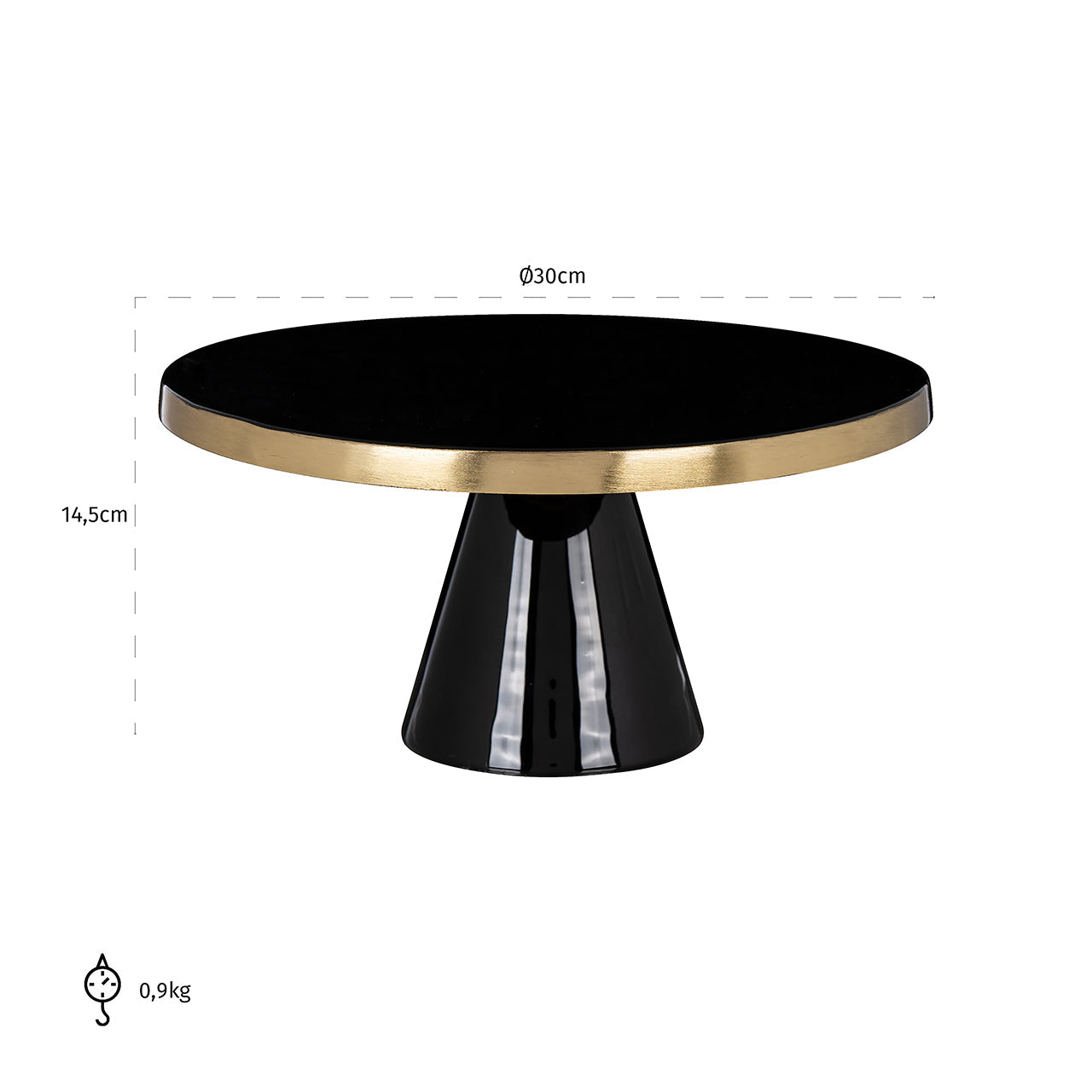 Kūkas šķīvis Richmond Interiors Elena 13/30/30 cm melns/zelts - N1 Home