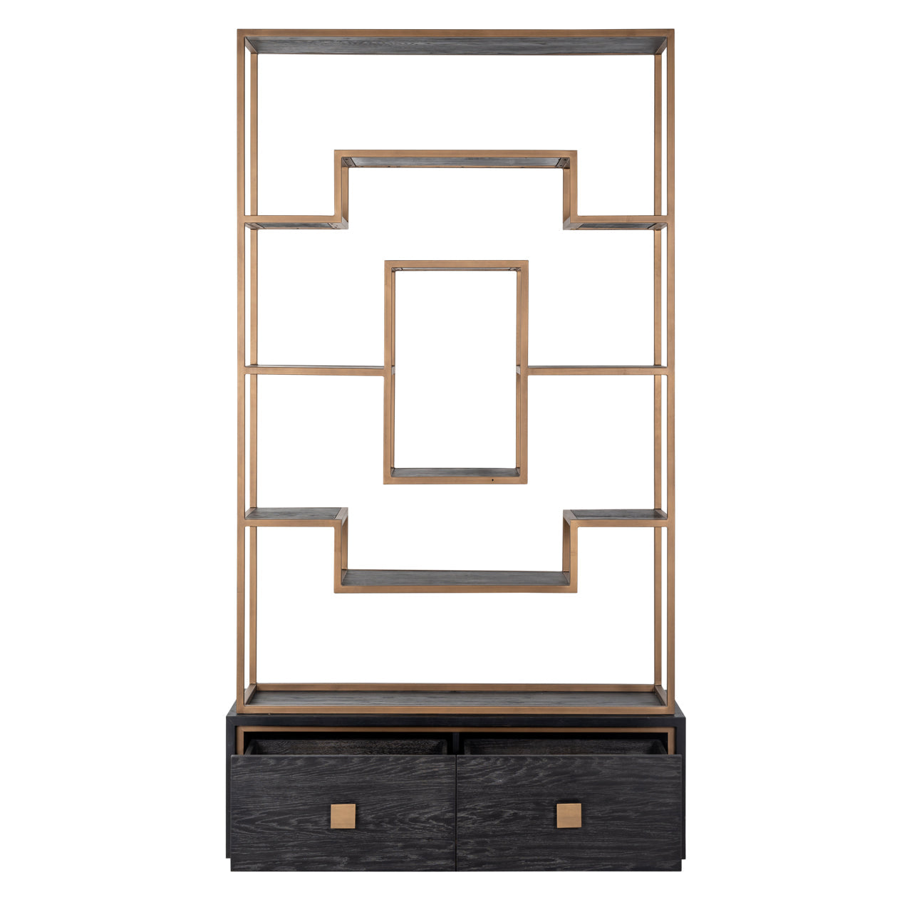 Vitrīna Hunter black rustic Richmond Interiors 222/120/40,5 cm melns - N1 Home