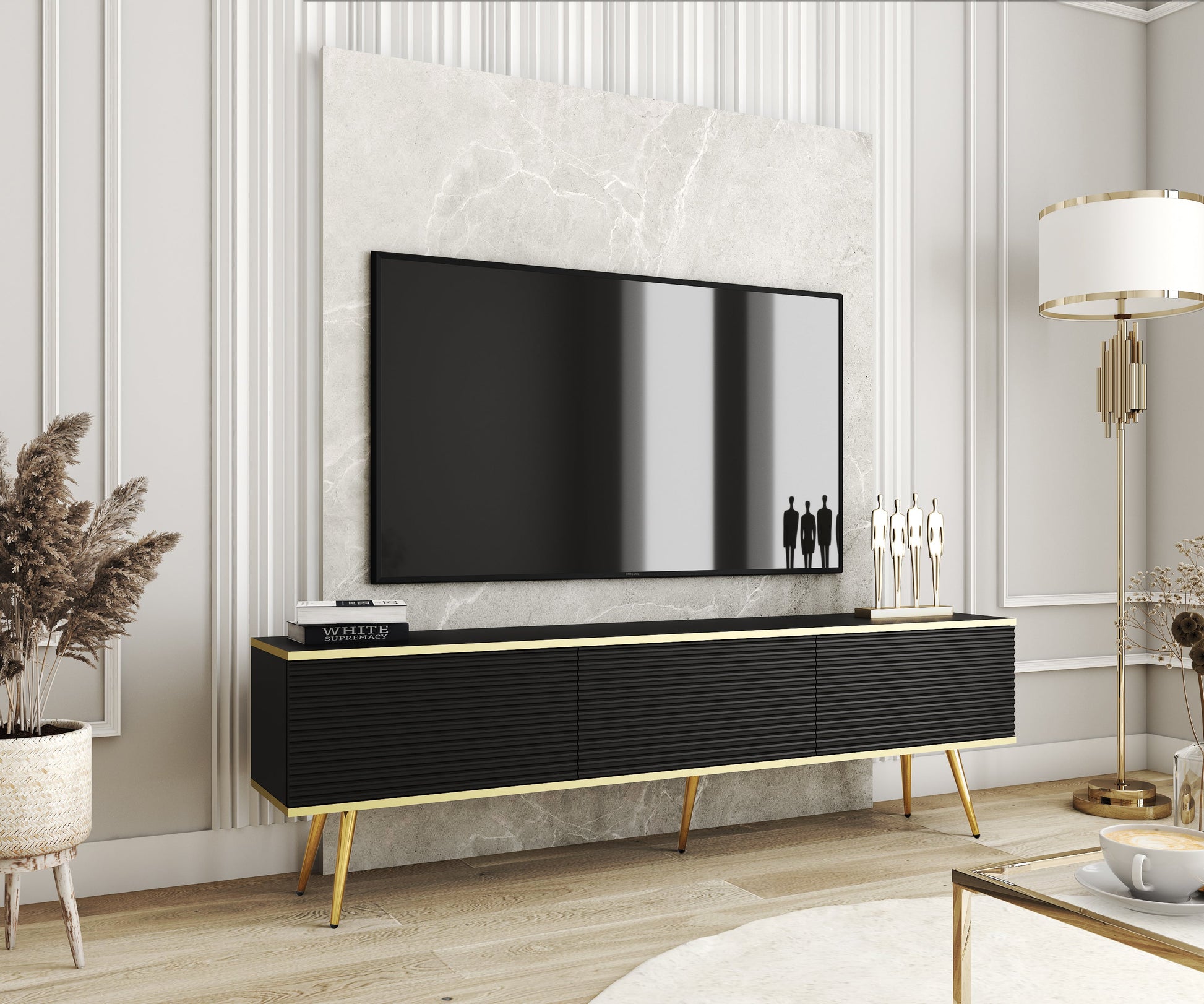RTV skapis O2 rievota priekšpuse 175/30/32 cm melns - N1 Home
