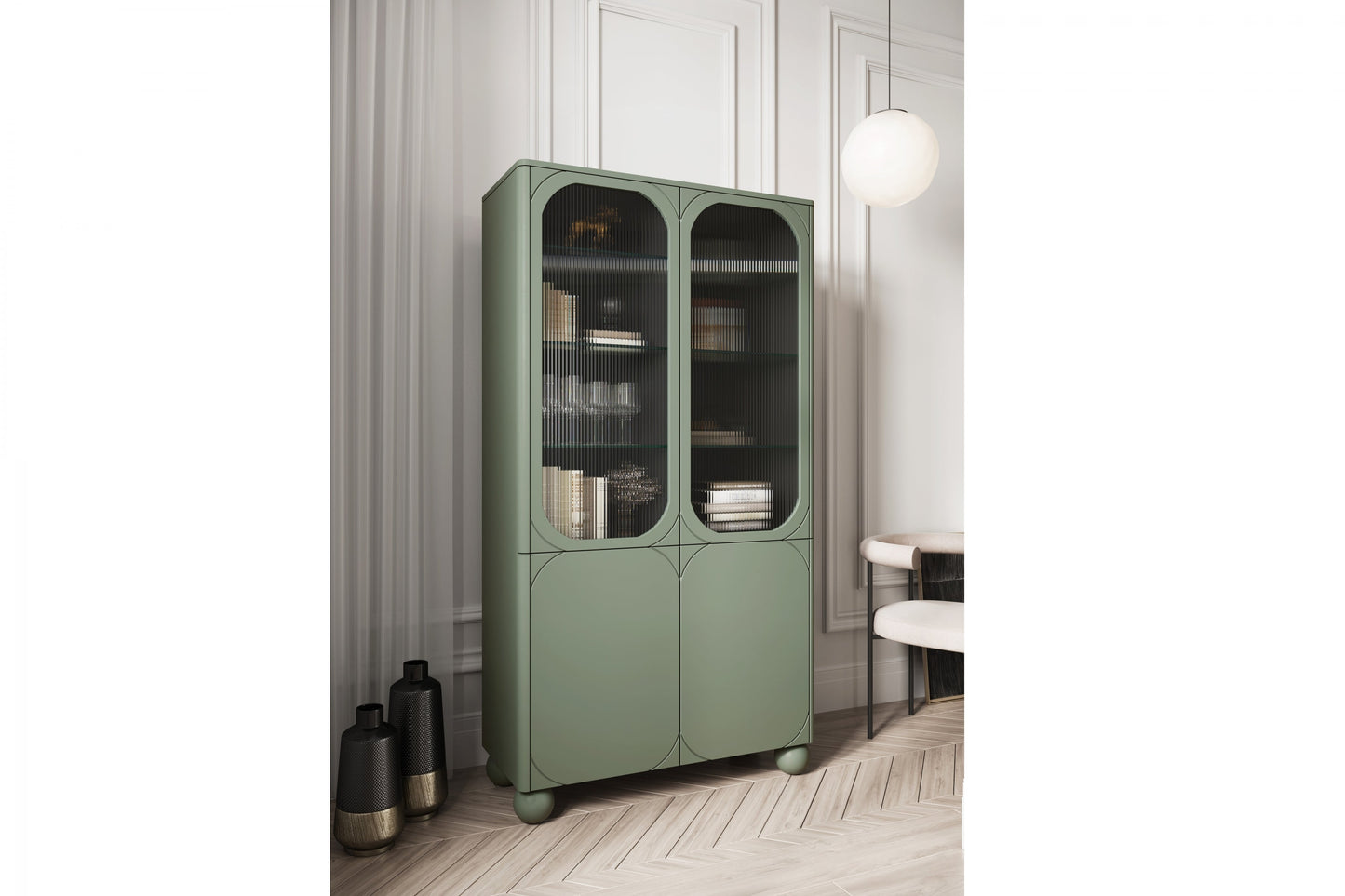 Vitrīnas skapis BARI II 100/192/45 olives - N1 Home