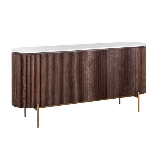 Kumode Barkley brushed gold Richmond Interiors 85/180/46 cm brūns - N1 Home