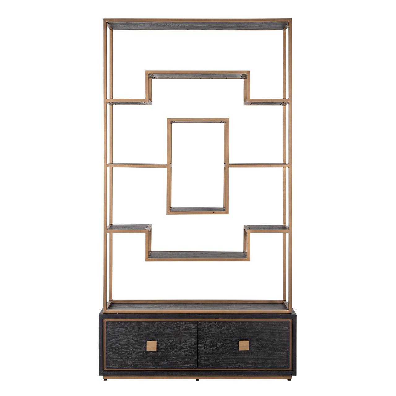 Vitrīna Hunter black rustic Richmond Interiors 222/120/40,5 cm melns - N1 Home