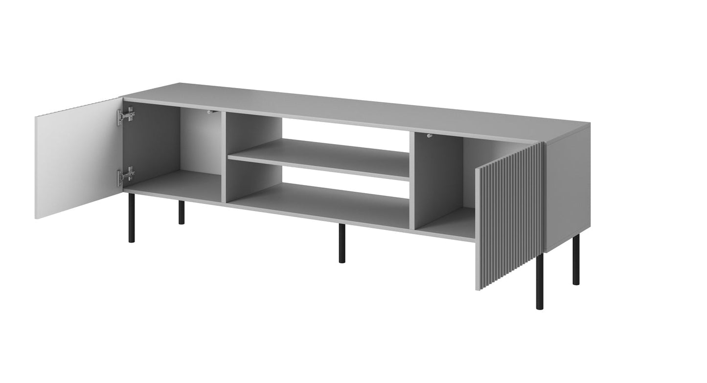 MADRID TV skapis 180/42/57 cm gaiši pelēka, kājas: melnas - N1 Home