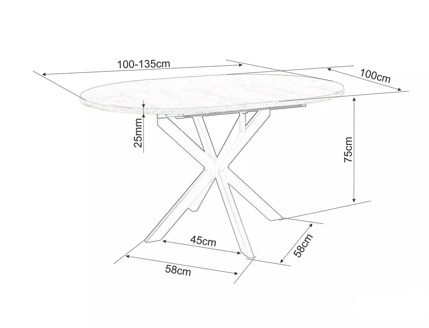 Galds Niko 75/100/100 - 135 cm  gaiši pelēks matēts / ozols - N1 Home