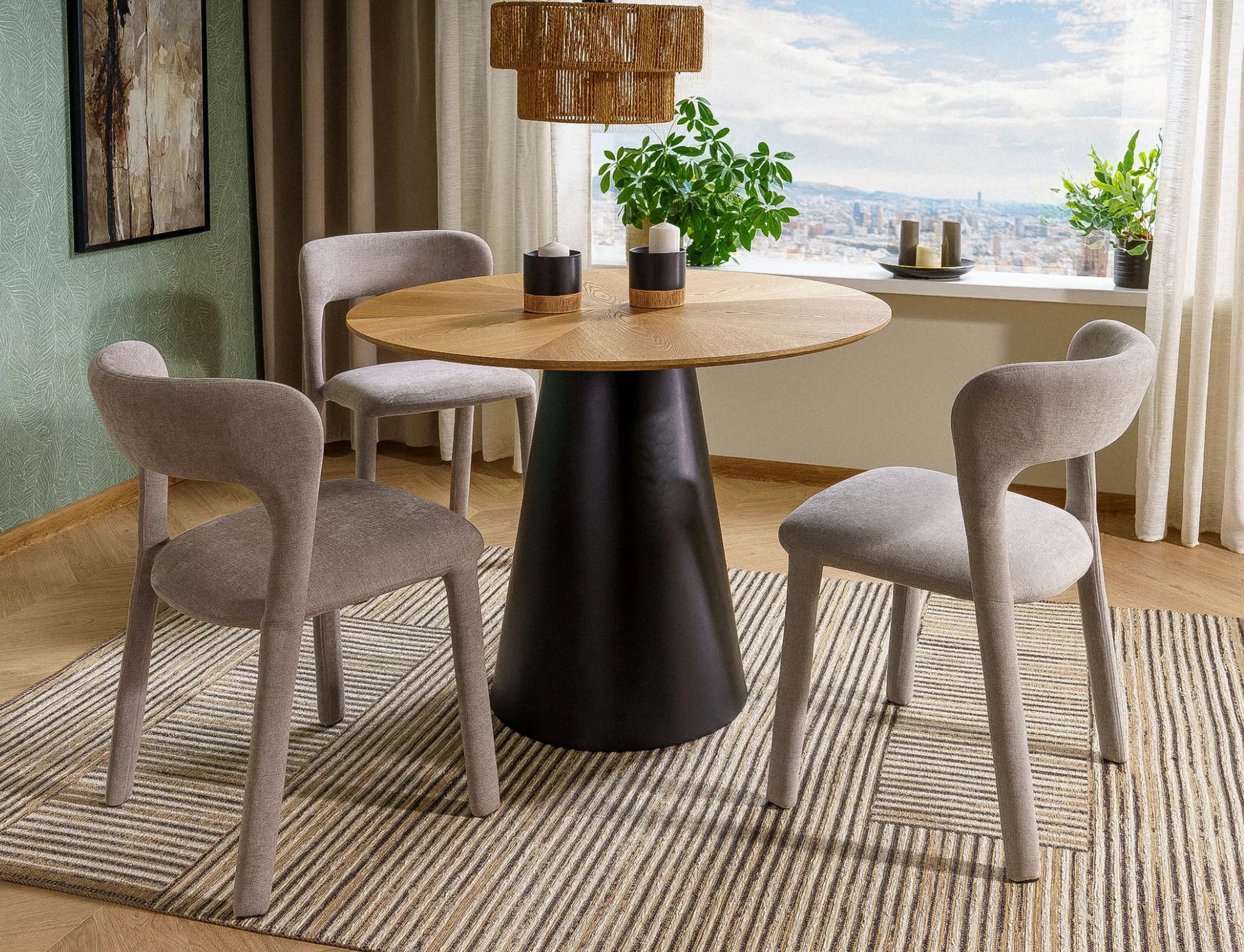 Galds Ange 75/100 cm melns/melns marmors - N1 Home