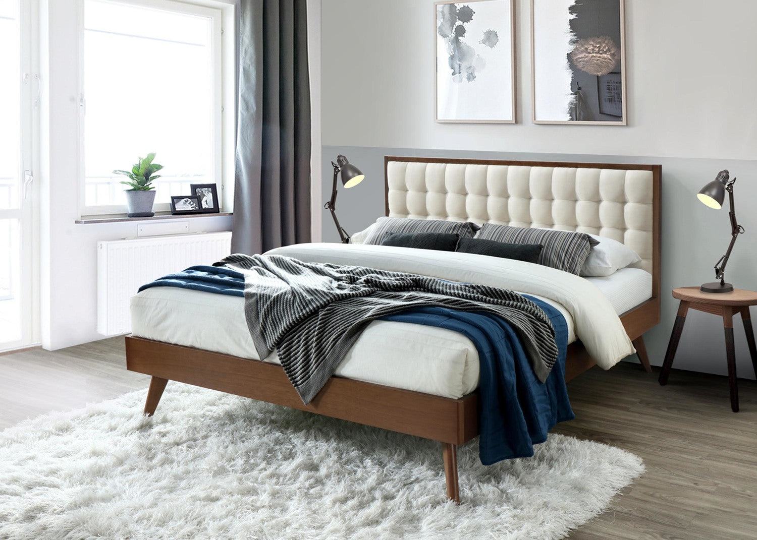 SL 160|200 cm bēša / valriekstu gulta - N1 Home