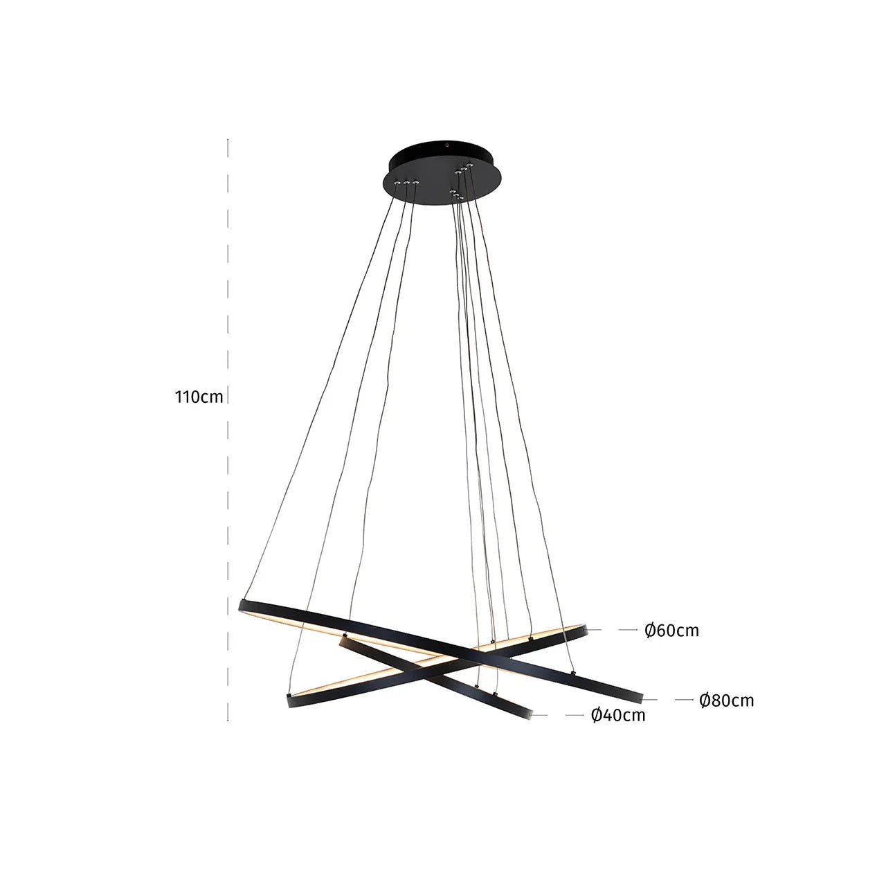 Lustra Richmond Interiors Amira 110/80/80 cm melns - N1 Home