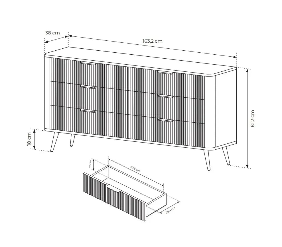 Kumode Lanti 163/81/38 cm bēšs - N1 Home