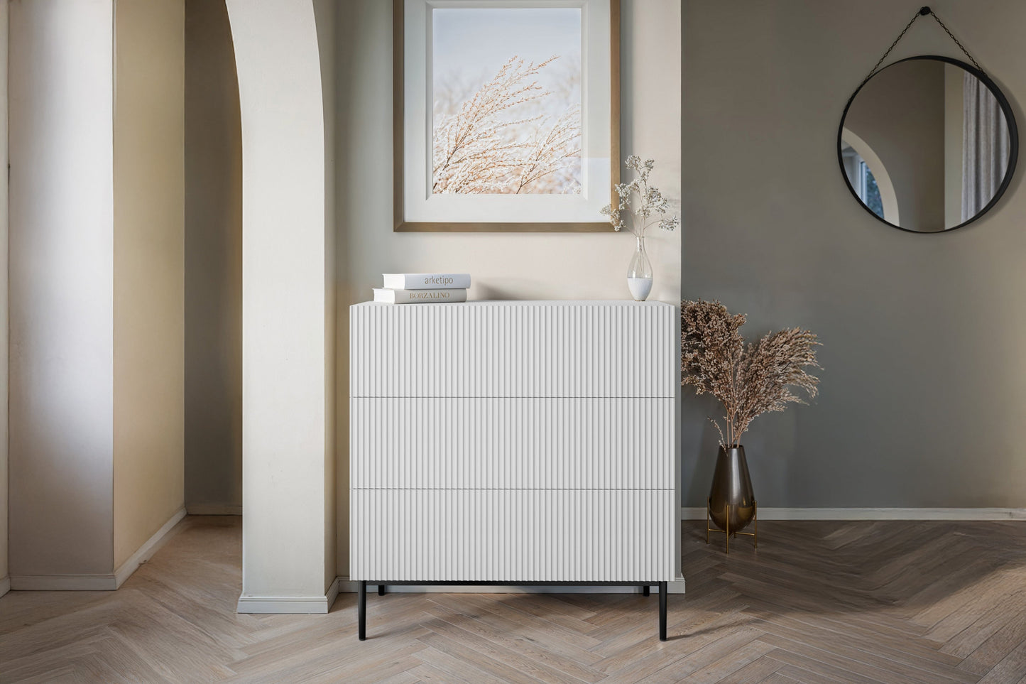 Kumode Austin 100/105/45 cm balts/melns - N1 Home