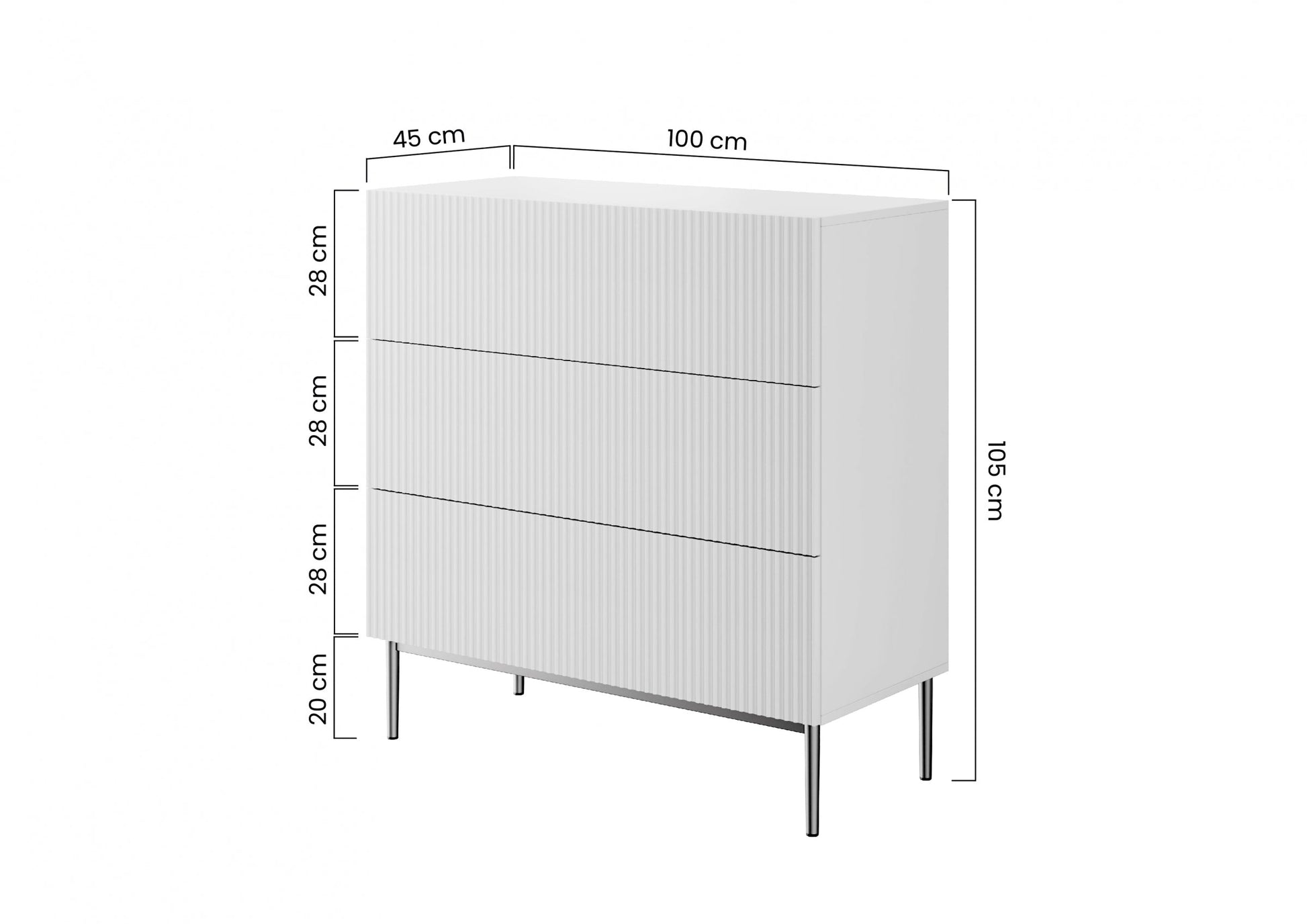 Kumode Austin 100/105/45 cm balts/melns - N1 Home
