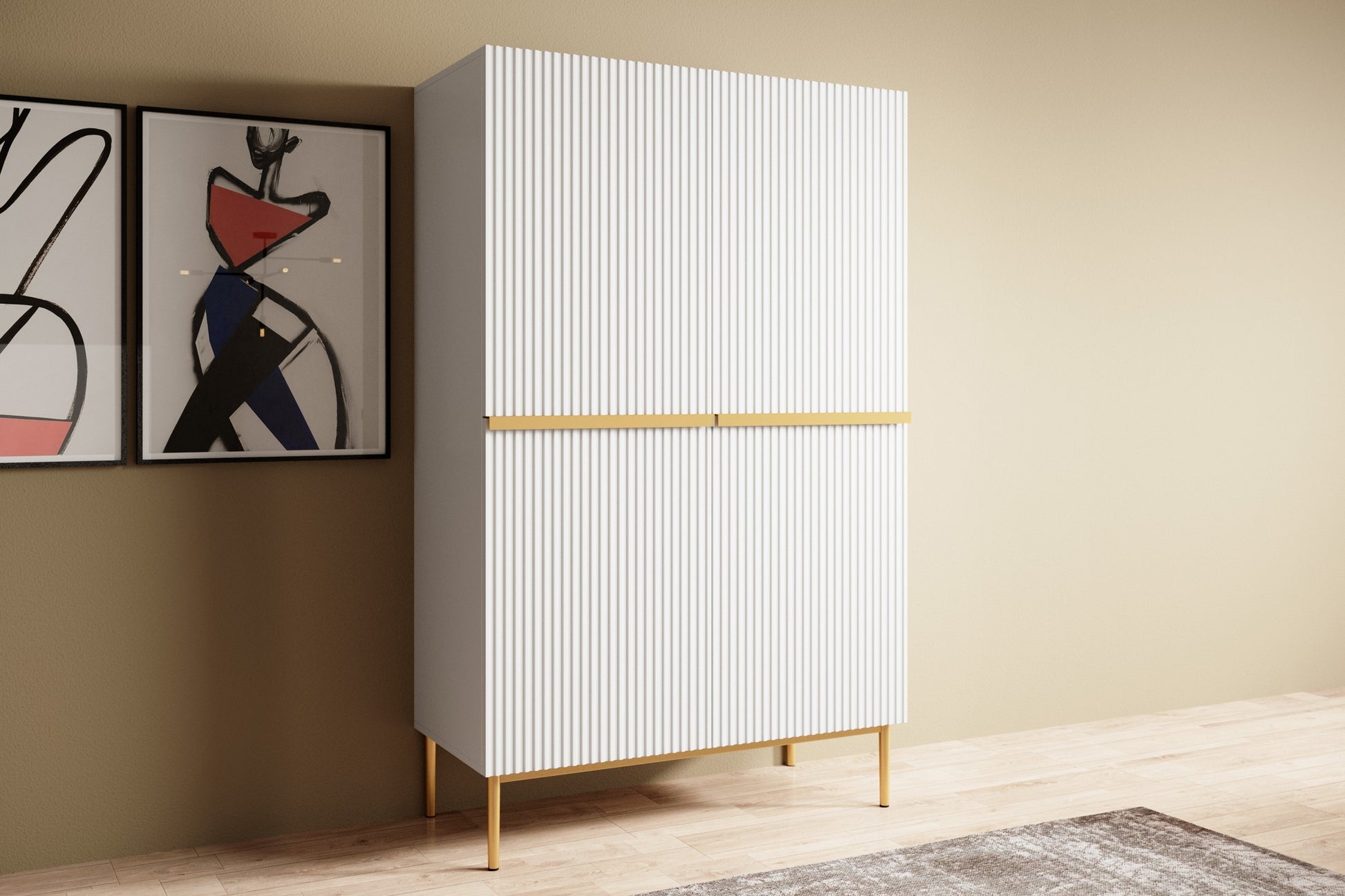 Kumode Austin 100/160/45 cm balts/zelts - N1 Home