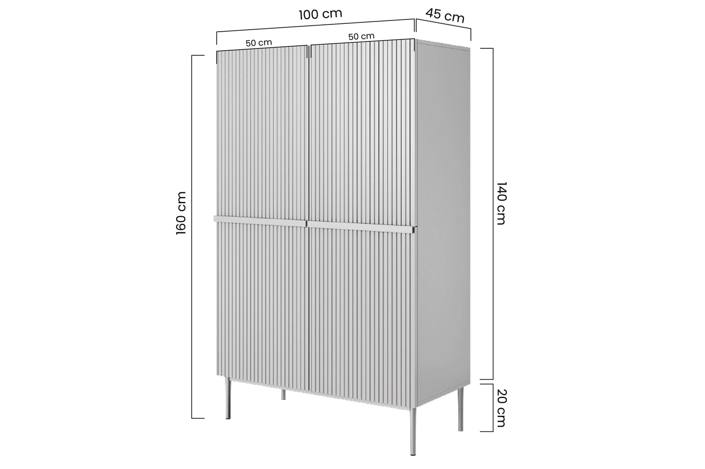 Kumode Austin 100/160/45 cm balts/zelts - N1 Home