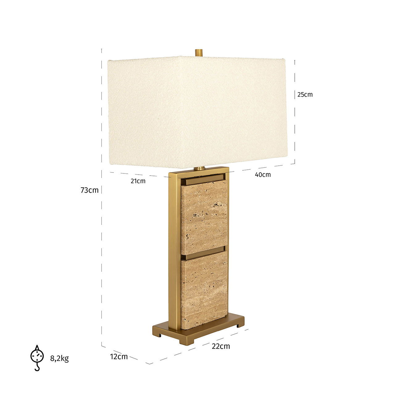 Galda lampa Richmond Interiors Meyra 72/40/24 cm bēšs - N1 Home