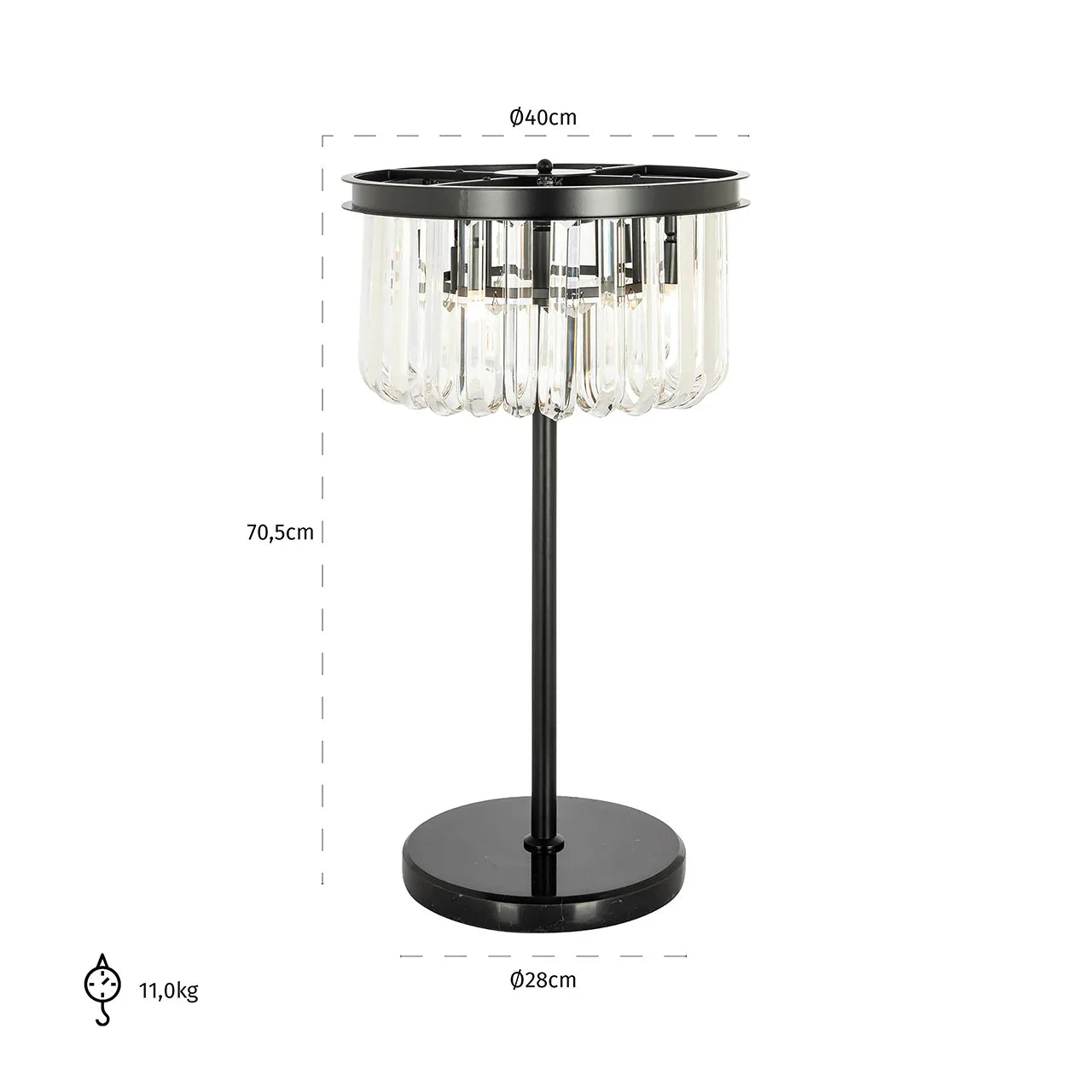 Galda lampa Richmond Interiors Bessy 70/40/40 cm melns - N1 Home