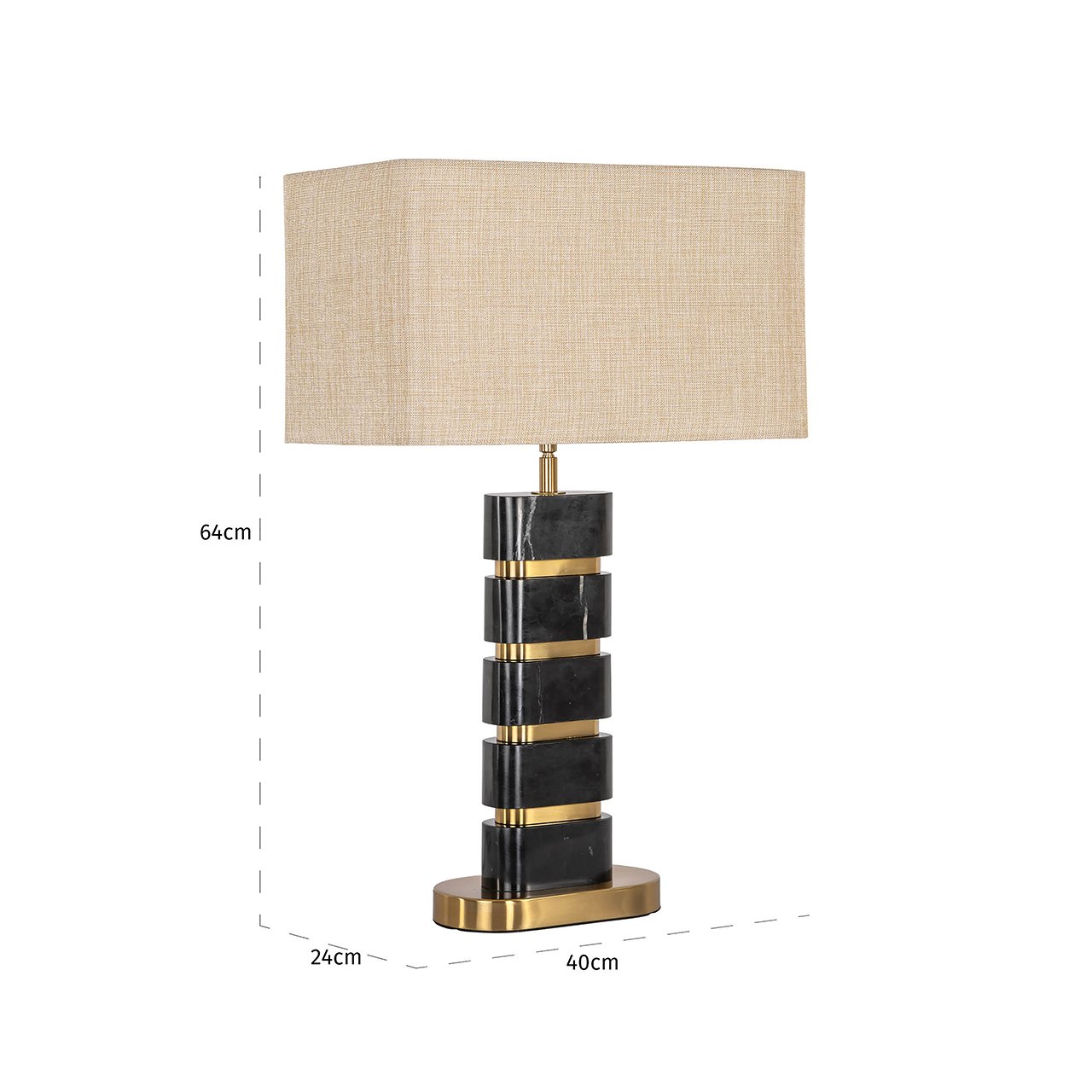 Galda lampa Richmond Interiors Lenore 64/40/24 cm melns/zelts - N1 Home