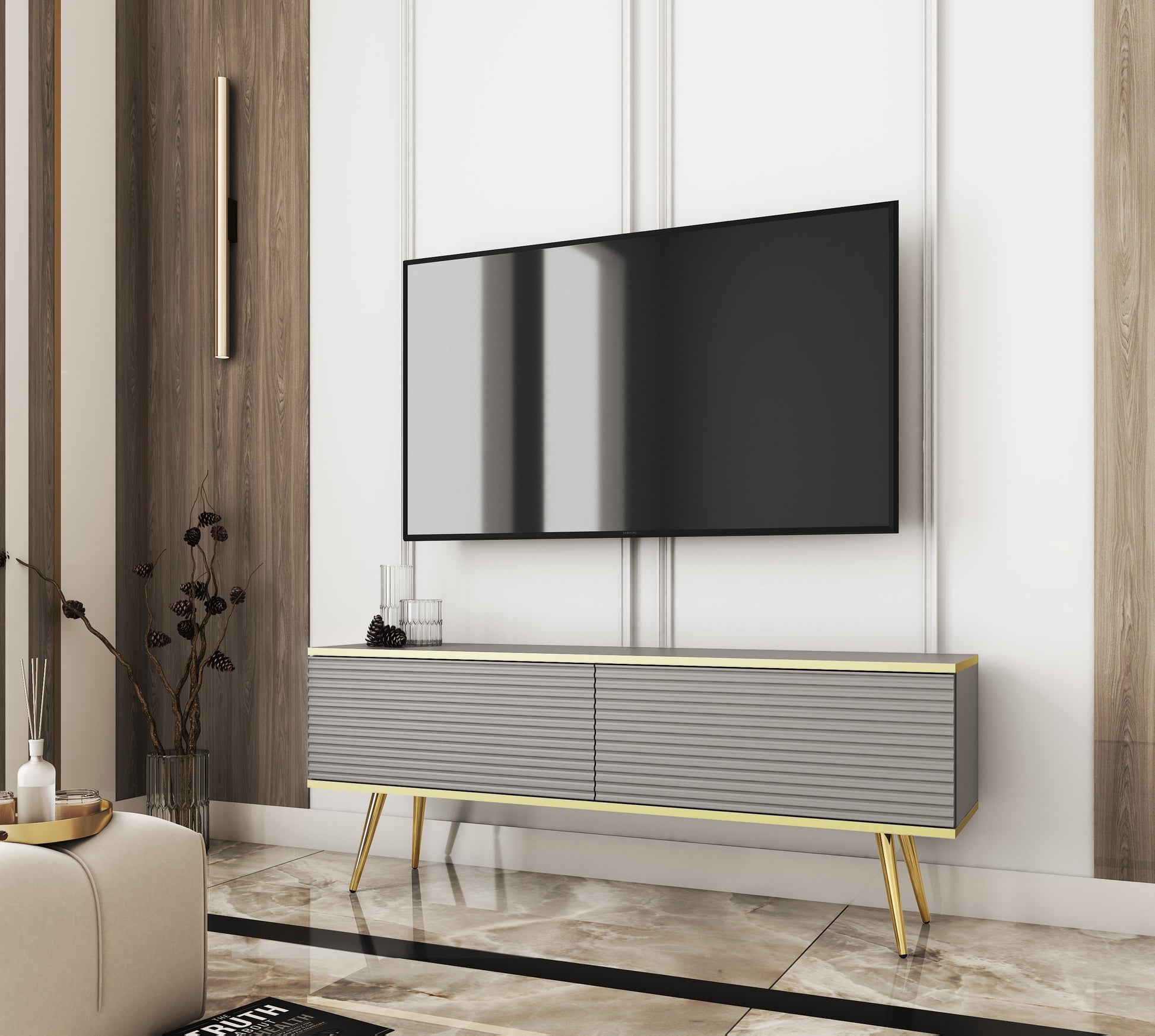 RTV skapis O2 rievota priekšpuse 135/30/32 cm pelēks - N1 Home