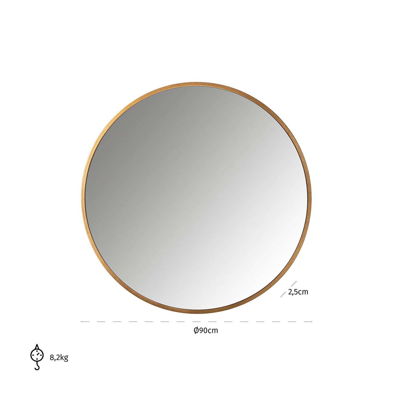 Spogulis Richmond Interiors Maesa 90/90 cm zelts - N1 Home