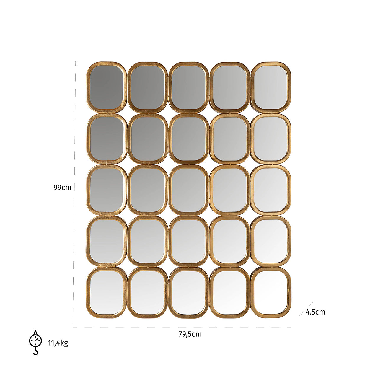 Spogulis Richmond Interiors Marila ar 25 spoguļiem 99/79/4 cm zelts - N1 Home