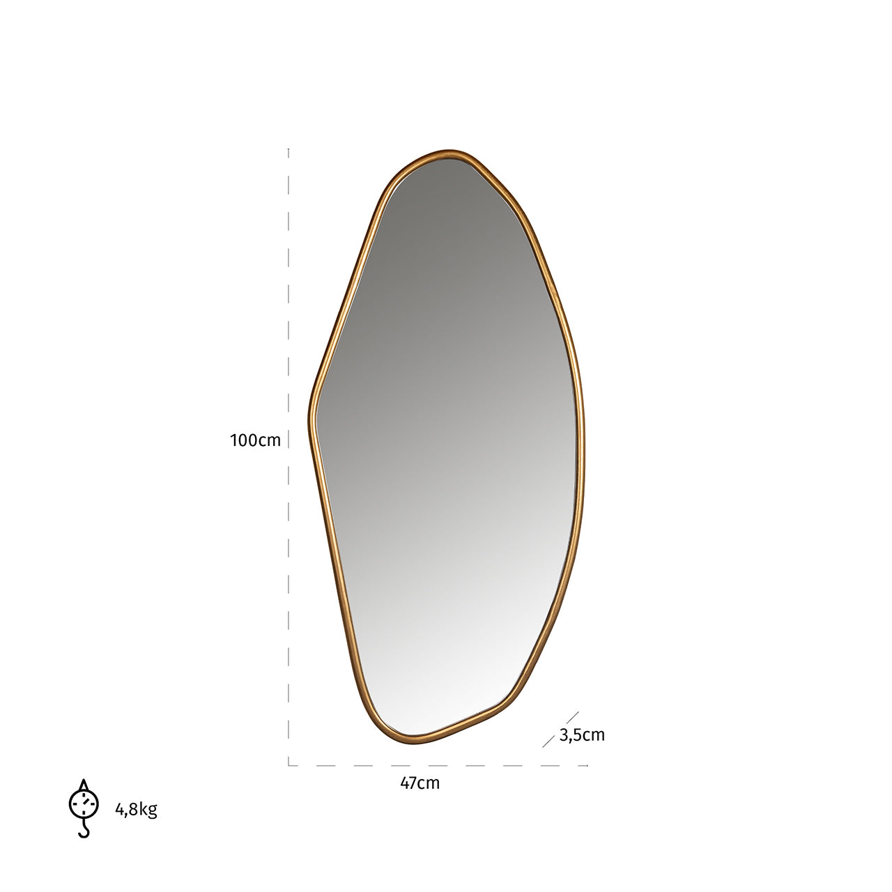 Spogulis Richmond Interiors Eldon 100/47/3,5 cm zelts - N1 Home