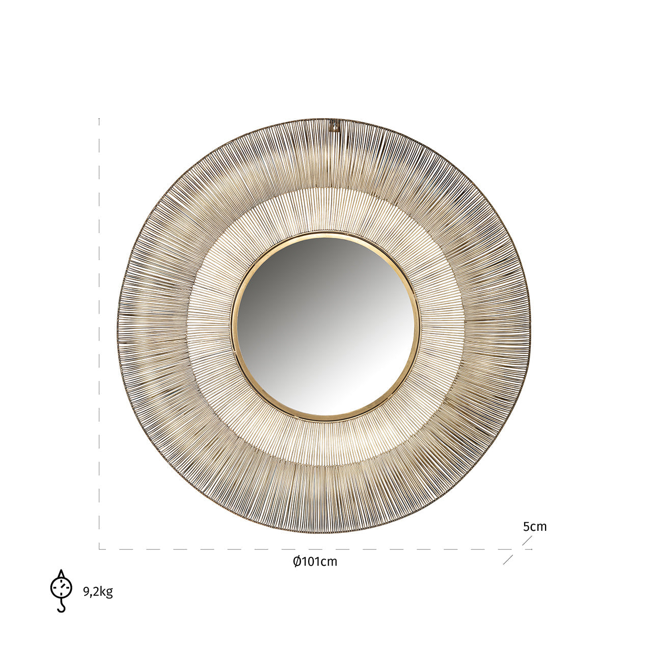 Spogulis Richmond Interiors Aliza 76Ø; 101Ø  cm zelts - N1 Home