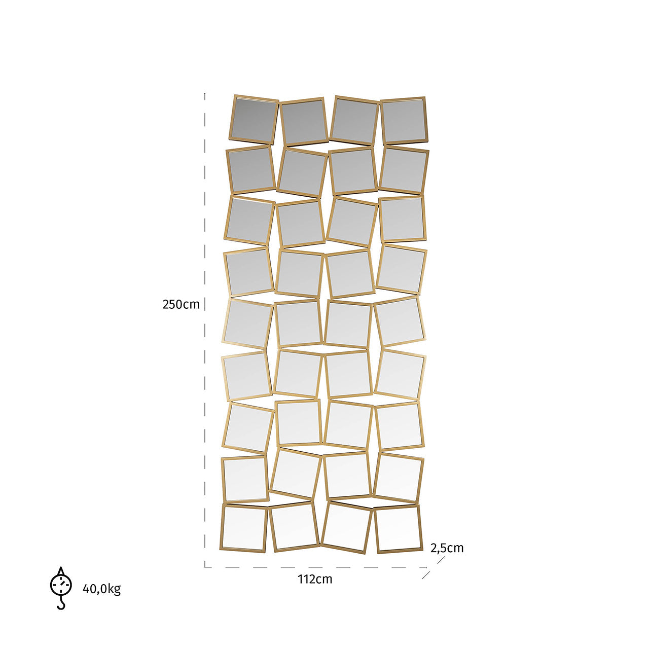 Spogulis Richmond Interiors Badia 220/112/2,5 cm zelts - N1 Home