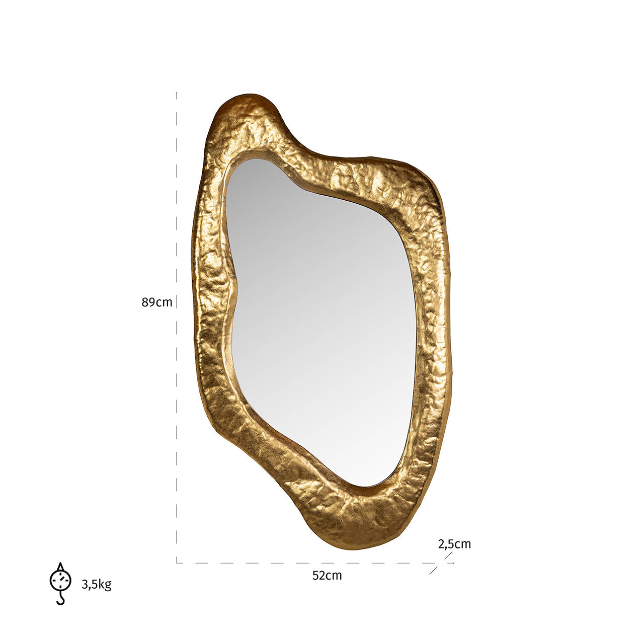 Spogulis Richmond Interiors Blinne 89/52/2,5 cm zelts - N1 Home