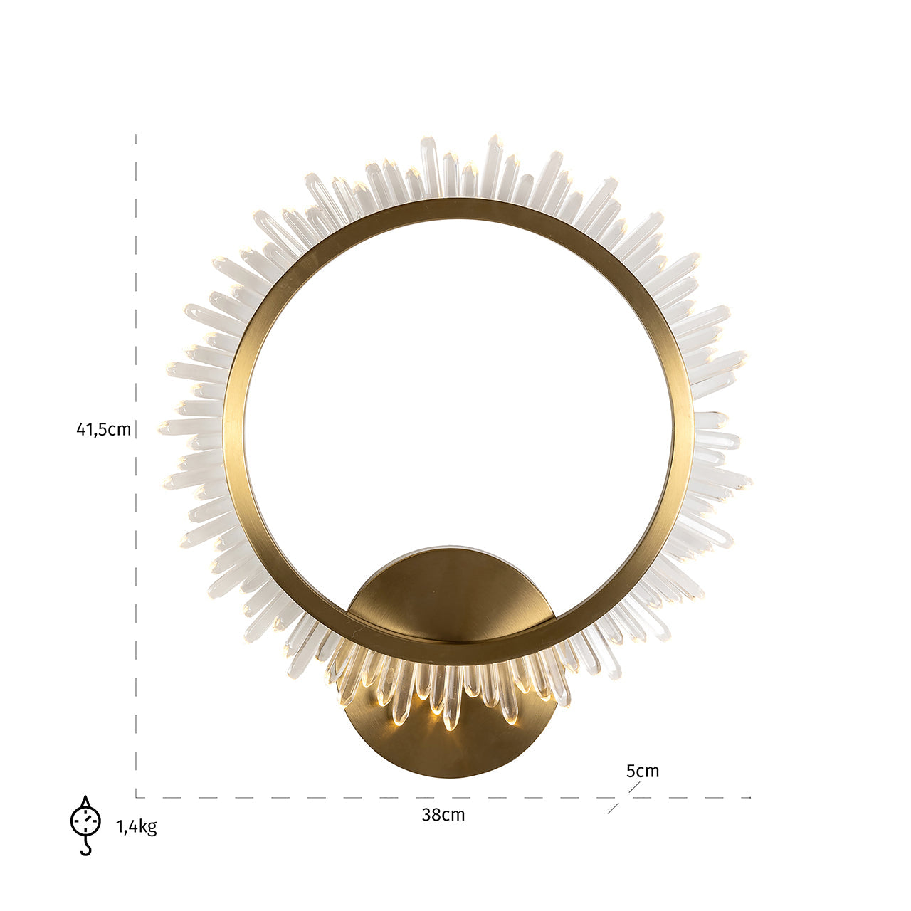Sienas lampa Richmond Interiors Beau 41/38/5 cm zelts - N1 Home