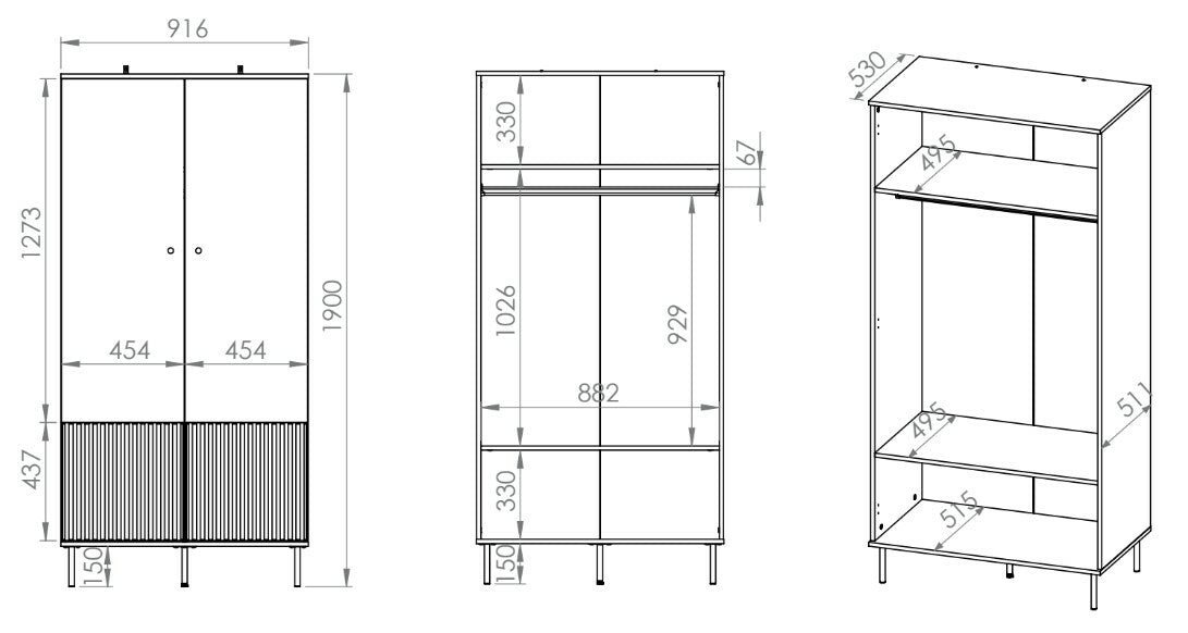 Skapīs Galeto 190/92/53 cm bēšs - N1 Home