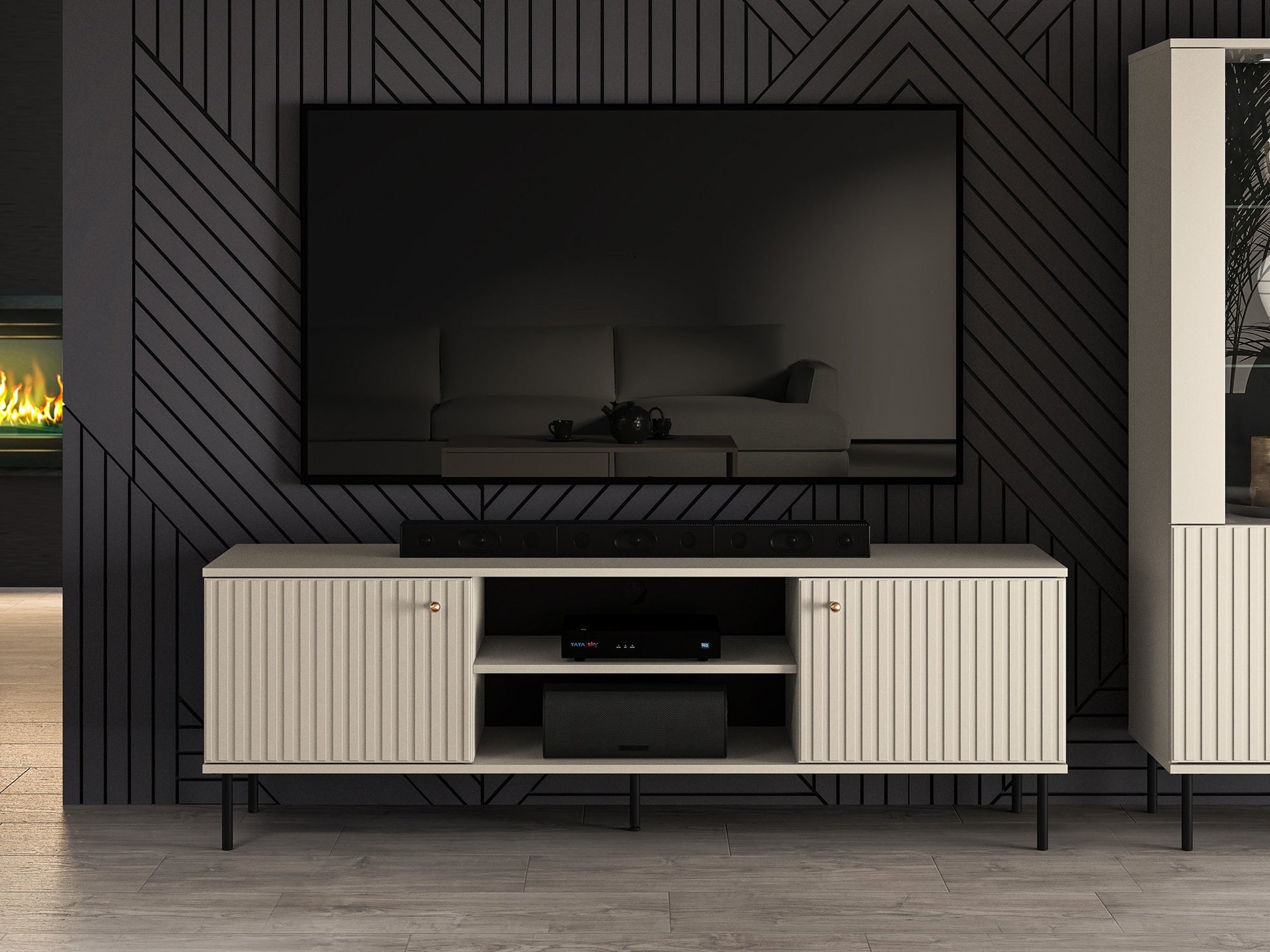 TV skapis Galeto 53/160/40 cm bēšš - N1 Home