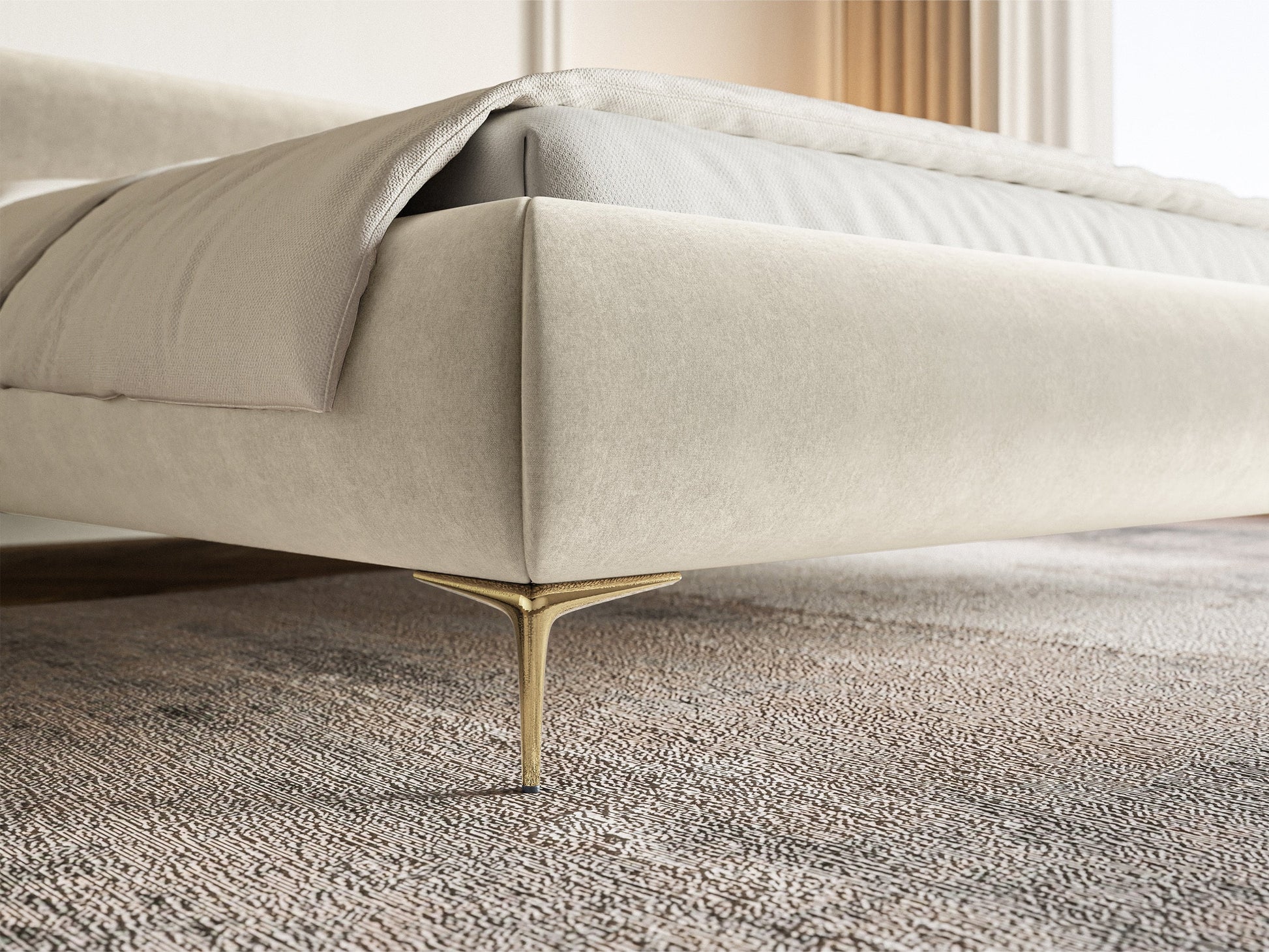 Gulta  Loure 140/160/180x200 cm Amon 18/zelts kājas - N1 Home