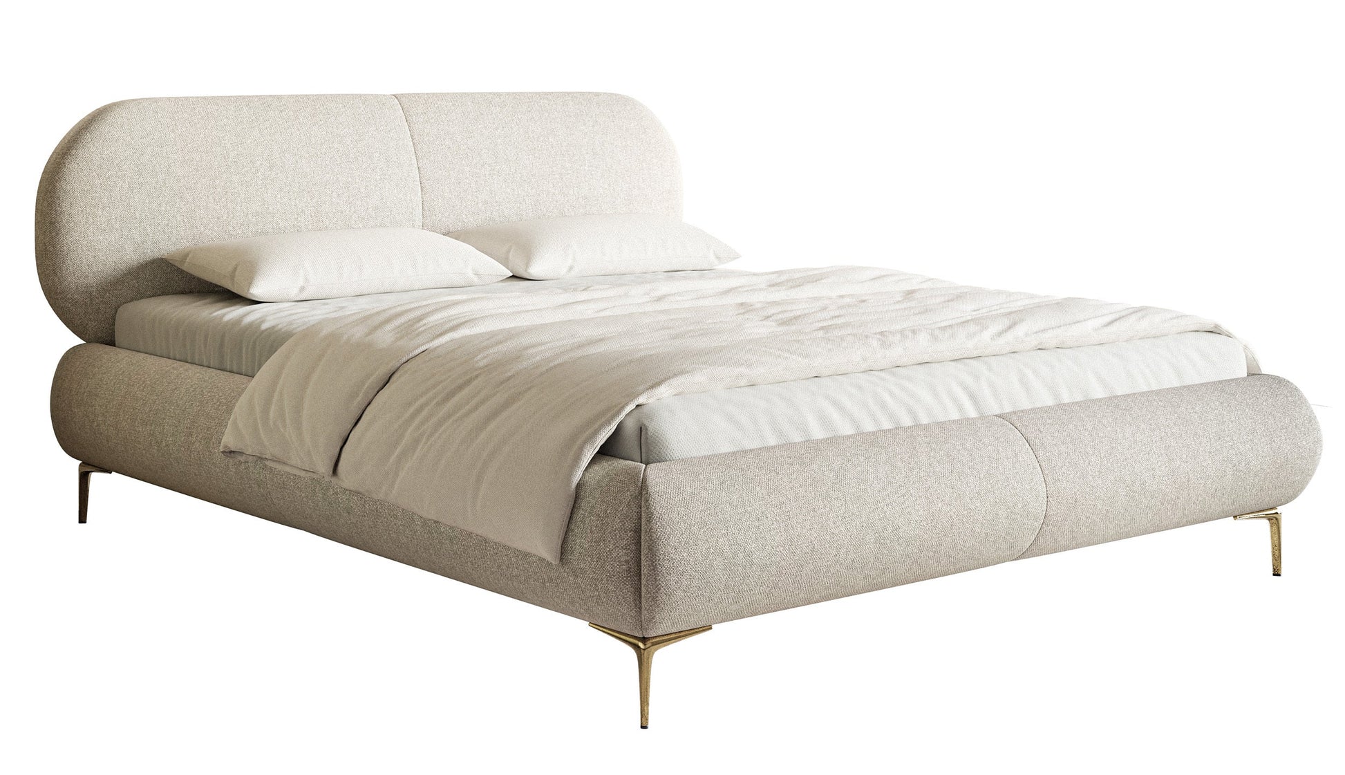 Gulta ar konteineru Valeo 140/160/180x 200 cm Toronto 01 (Lech), zelta kājas - N1 Home
