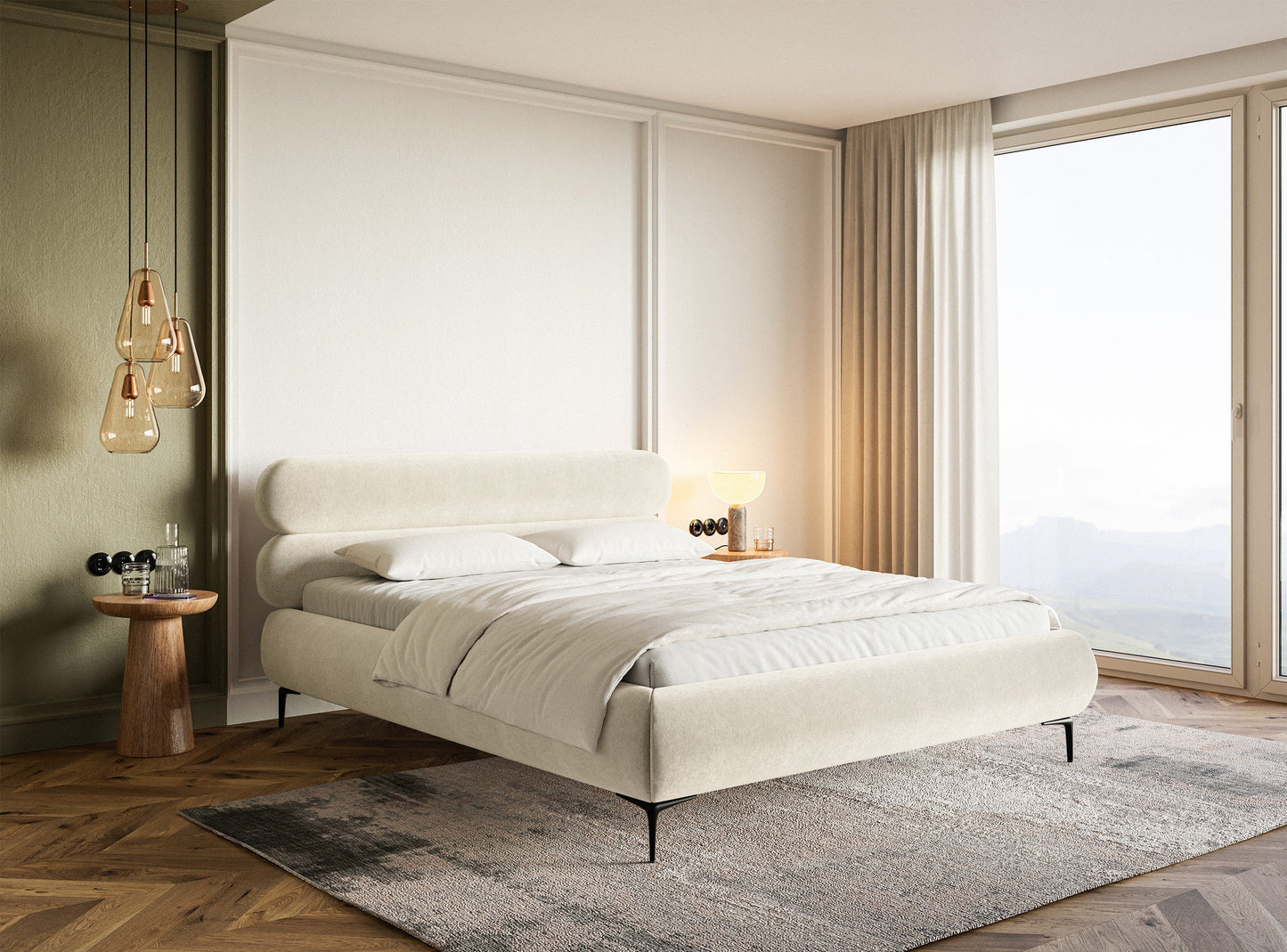 Gulta  Loure 140/160/180x200 cm Amon 18/melns kājas - N1 Home