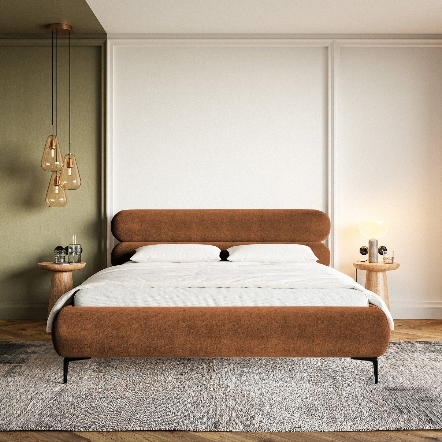 Gulta  Loure 140/160/180x200 cm Amon 24/melns kājas - N1 Home