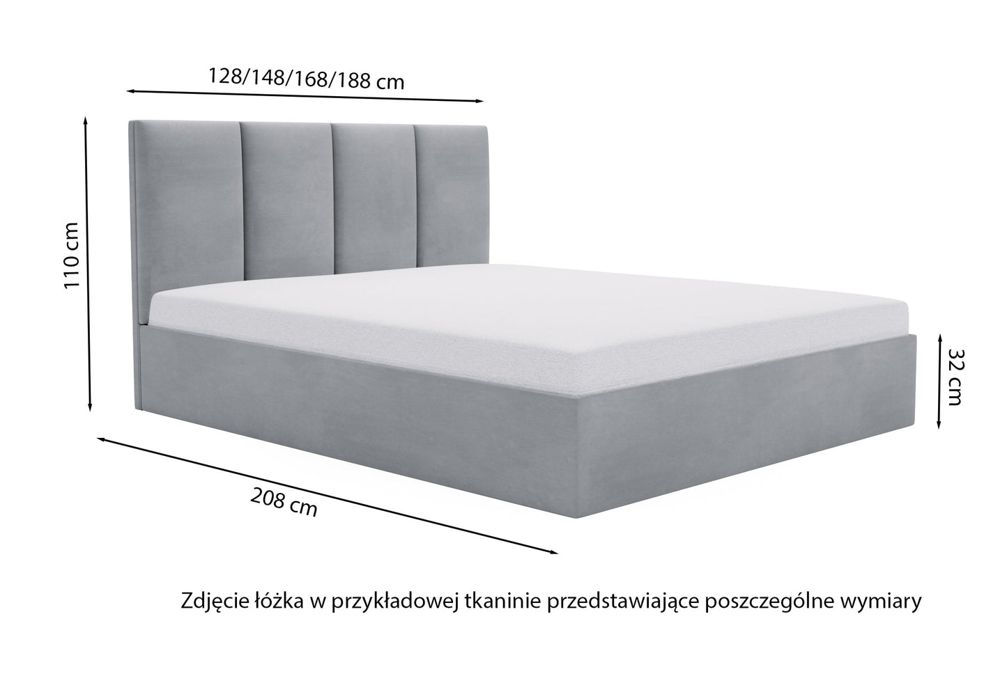 PRIMI Mīkstā gulta 120/140/160/180x200 cm ar  uzglabāšanas kasti, eikalipta samta hidrofobu - N1 Home