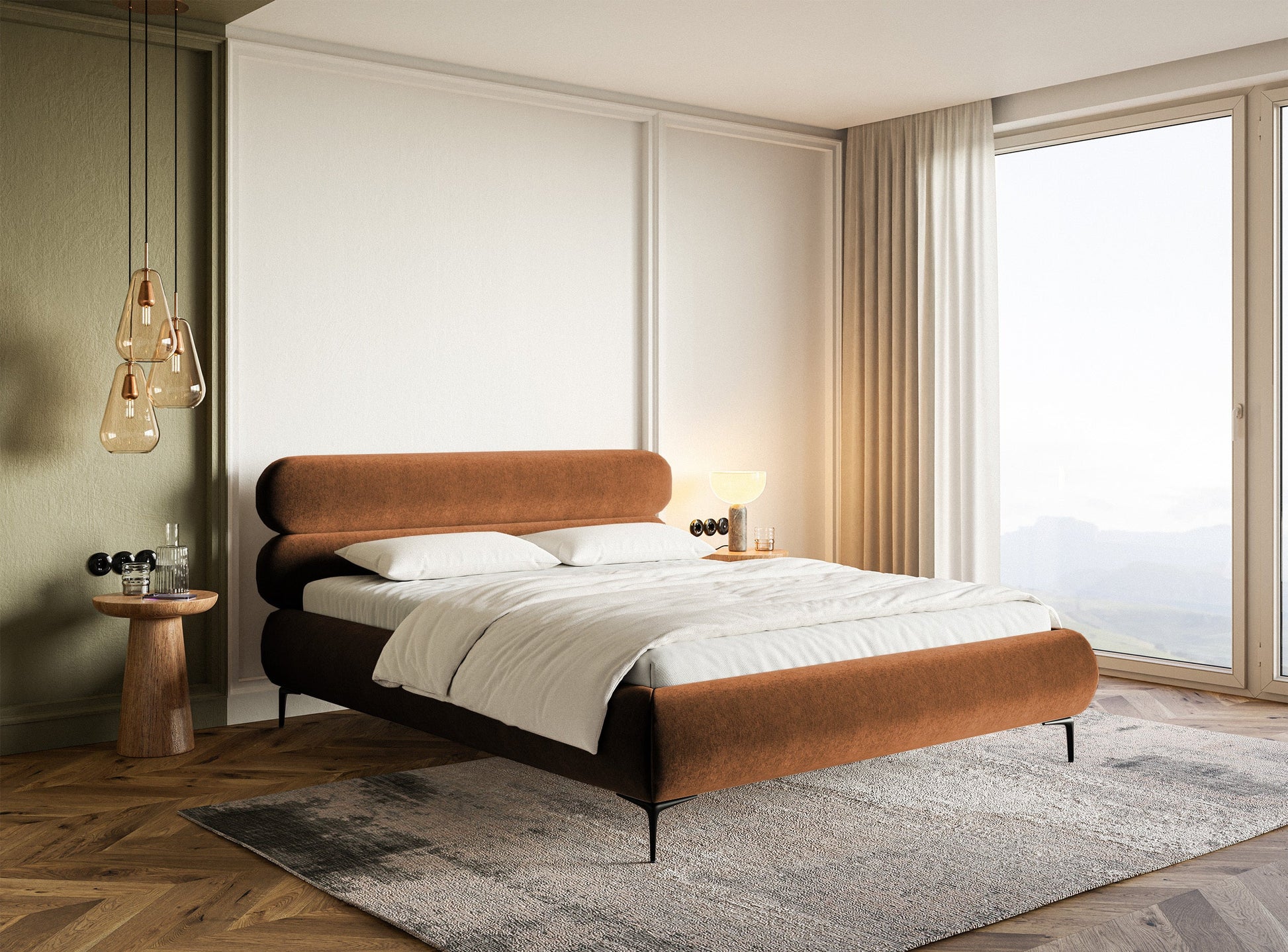 Gulta  Loure 140/160/180x200 cm Amon 24/melns kājas - N1 Home
