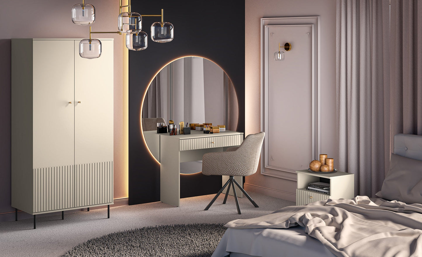 Naktsskapītis Galeto 53/50/34 bēšs - N1 Home