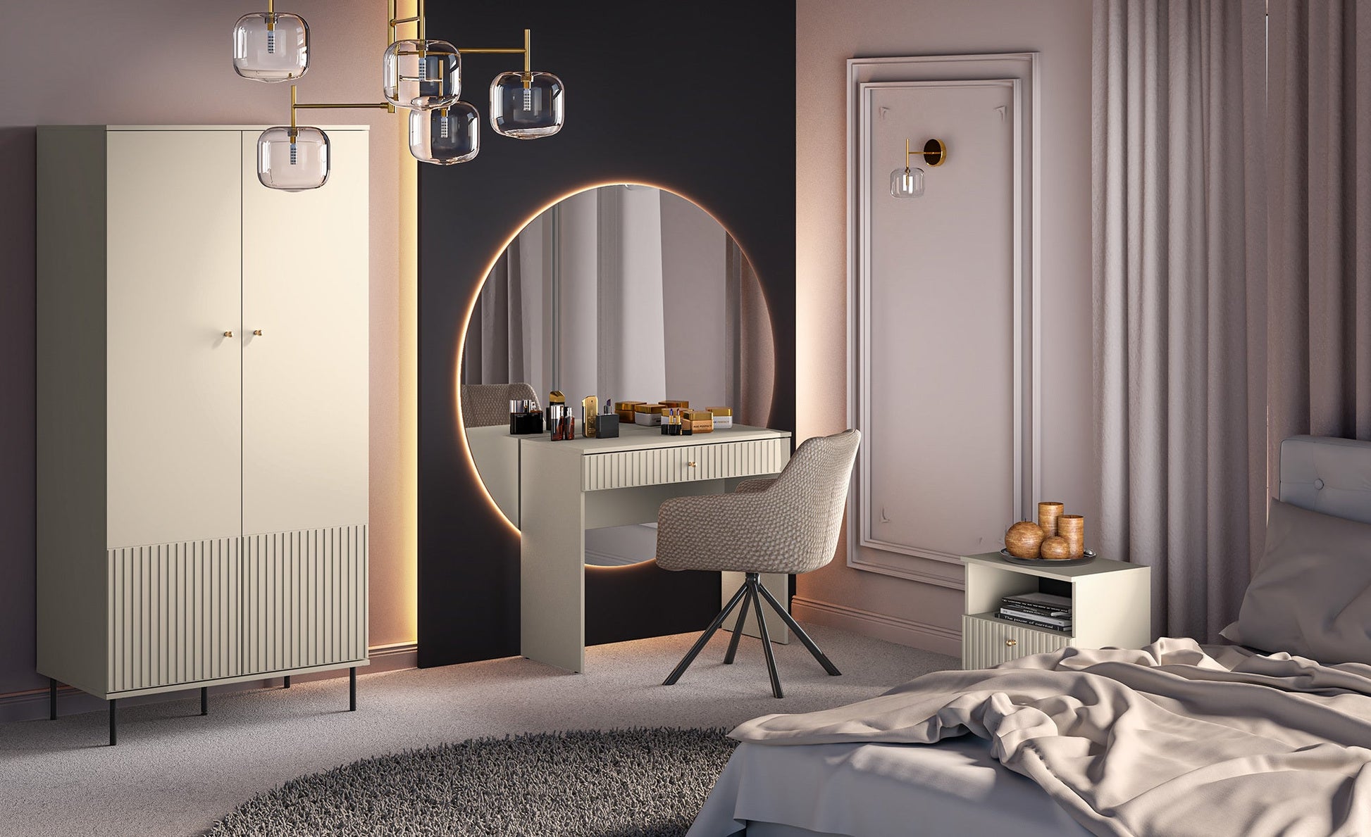 Naktsskapītis Galeto 53/50/34 bēšs - N1 Home