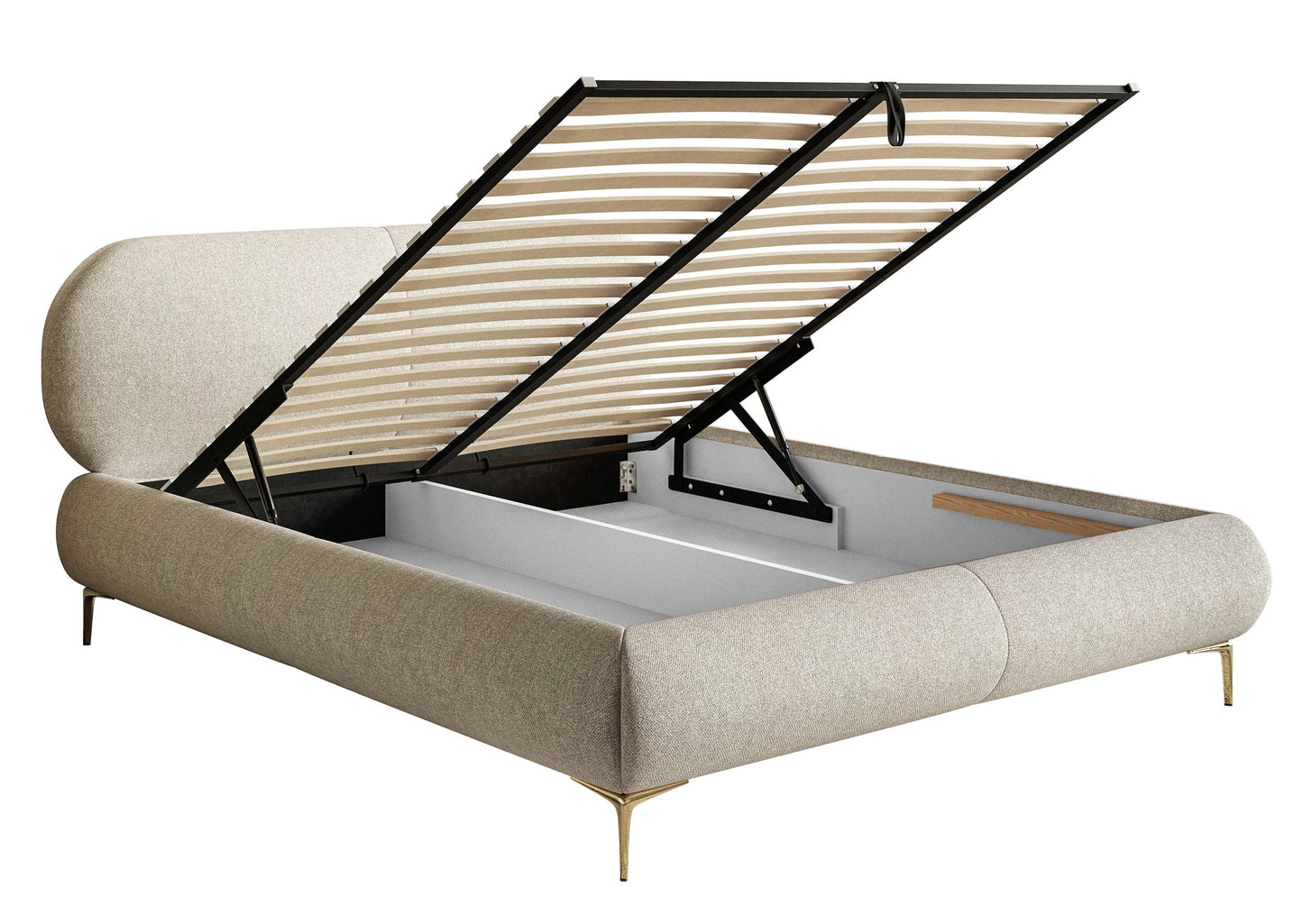 Gulta ar konteineru Valeo 140/160/180x 200 cm Toronto 01 (Lech), zelta kājas - N1 Home