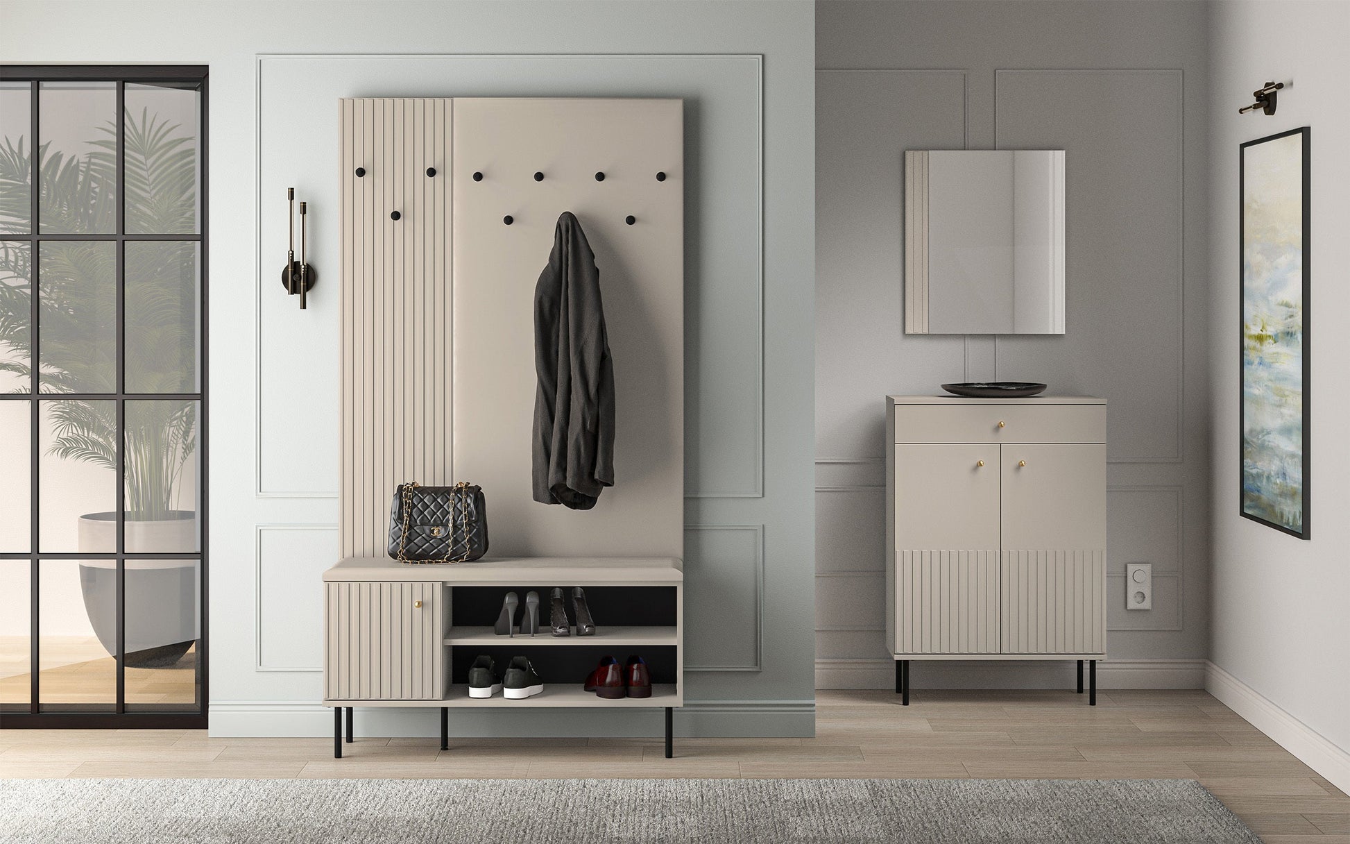 Apavu skapis Galeto 55/102/34 cm bēšs - N1 Home