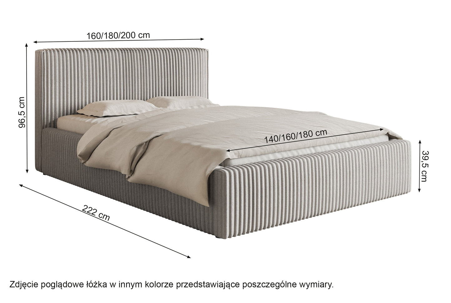 CLIO Mīkstā gulta 140/160/180x200 cm ar glabātuvi, metāla rāmis, krēmkrāsas velvets - N1 Home
