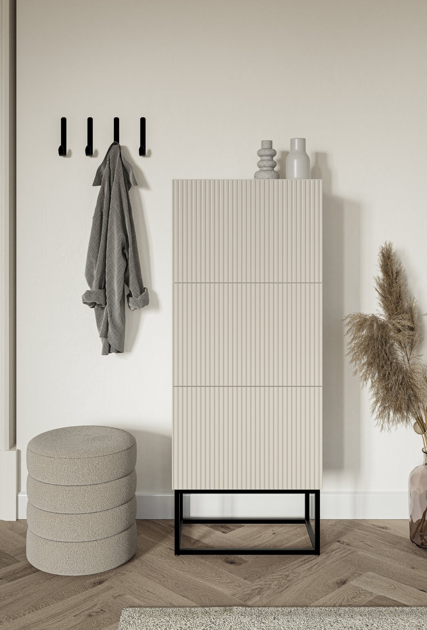 Apavu skapis Velda 50/30/125 cm bēšs/melns