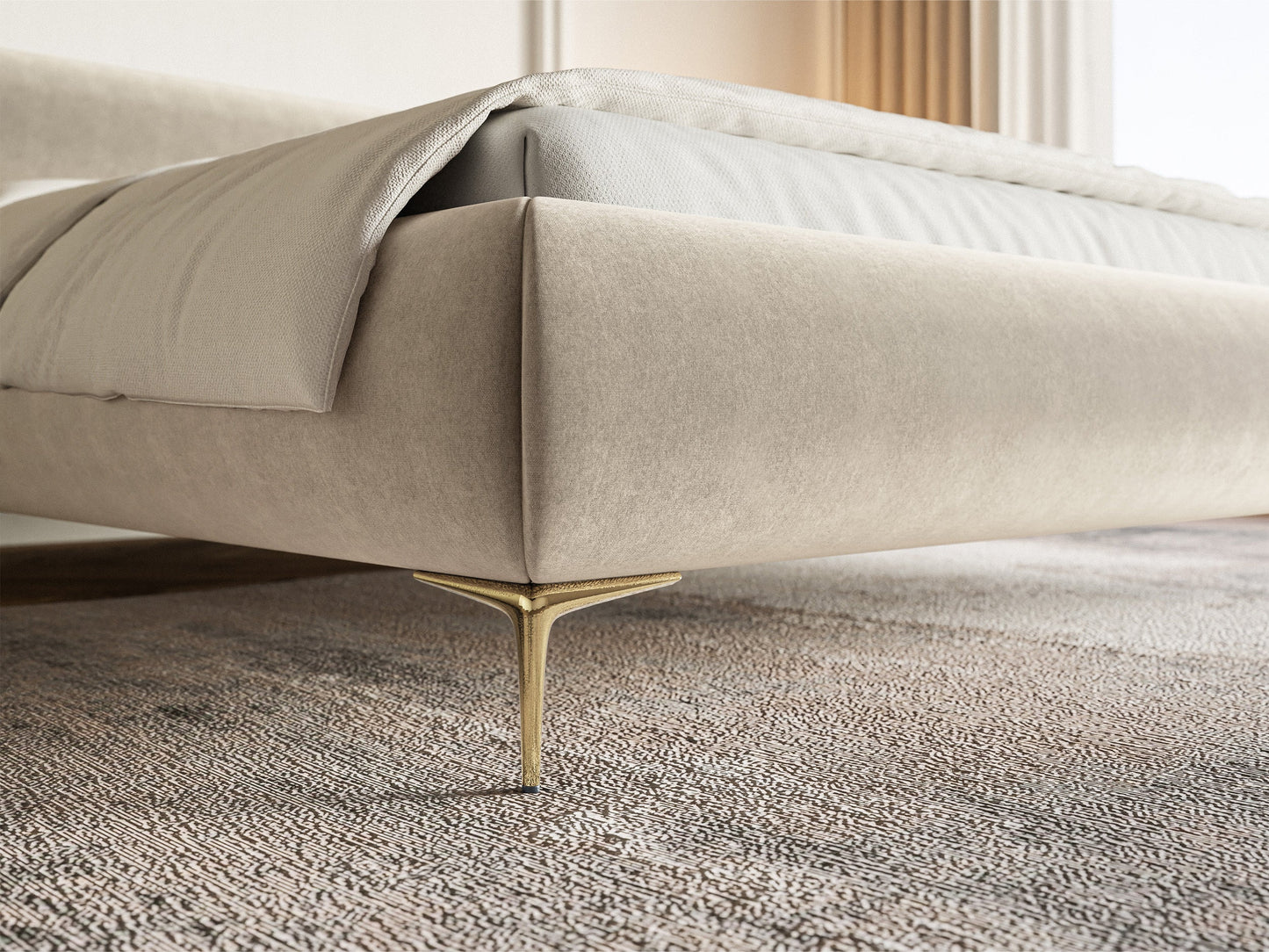 Gulta ar glabātuvi Loure 140/160/180x200 cm Amon 17/zelts kājas - N1 Home
